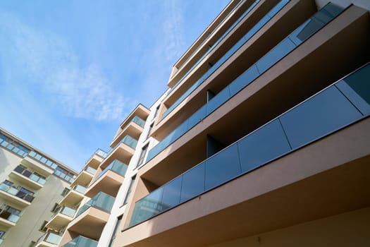 Facades of newly built residential buildings in the city center of Magdeburg in Germany