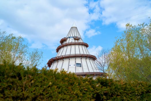 Jahrtausendturm (Millennium tower) on the outskirts of the city of Magdeburg in Germany