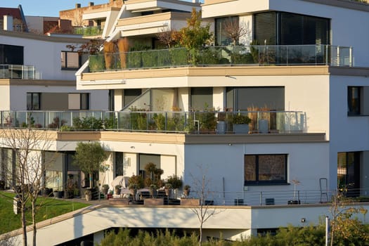 modern luxury apartments on the banks of the river Elbe near Magdeburg in Germany