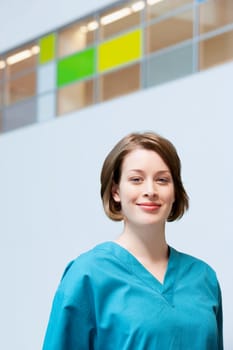 Close_up of a female doctor smiling