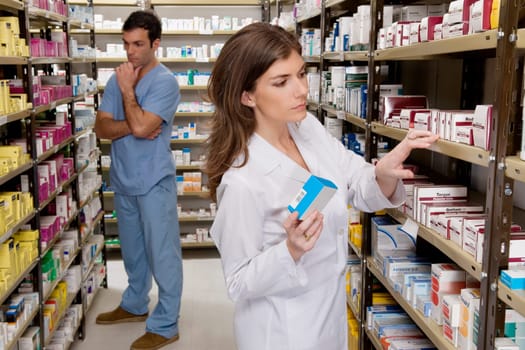Pharmacists working in a pharmacy