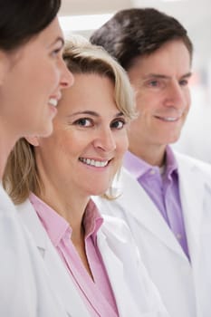Close_up of doctors smiling in a laboratory