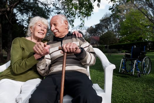 Couple sitting in a park