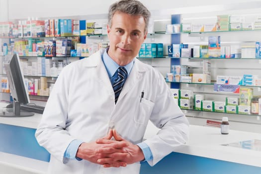 Portrait of a pharmacist in a pharmacy