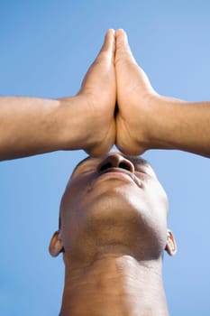 Close_up of a man meditating
