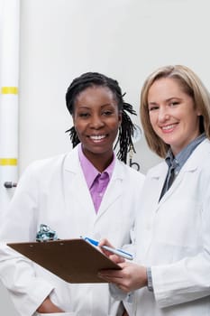 Female doctors working in a laboratory