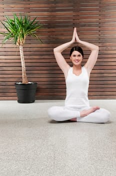 Woman practicing yoga