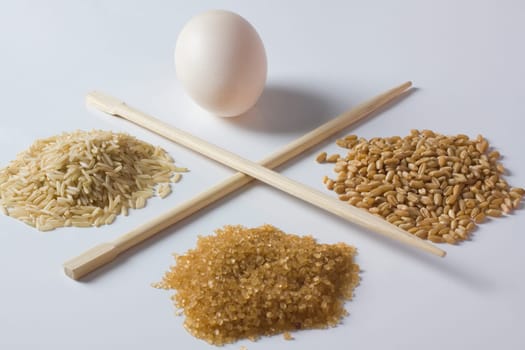 Close_up of brown foods with an egg