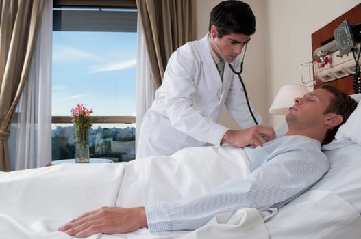 Doctor examining a patient in a hospital