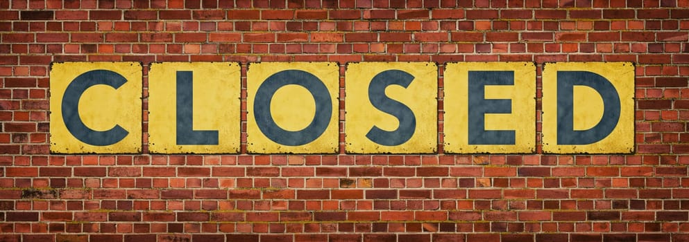 Retro tin signs on a wall - Closed