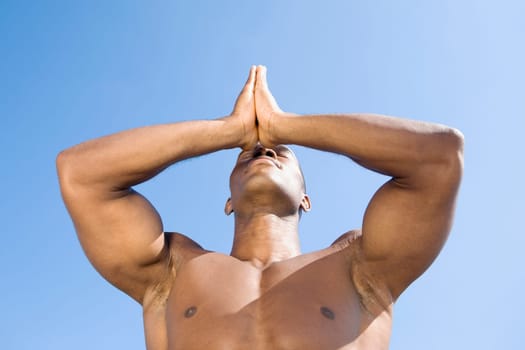 Close_up of a man meditating