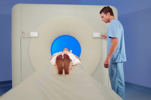 Patient going through an MRI scan