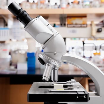 Close_up of a microscope in a laboratory