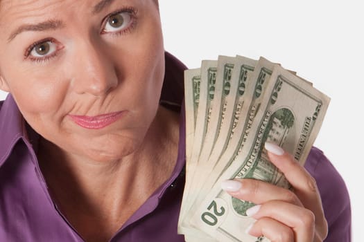 Woman holding currency notes