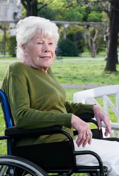 Woman sitting in a wheelchair