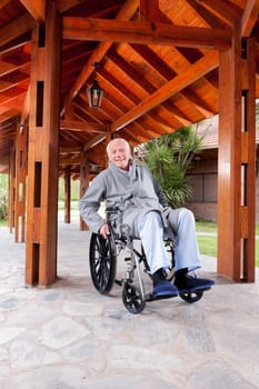 Disabled man sitting in a wheelchair