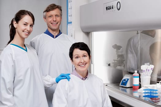 Portrait of three doctors in a laboratory
