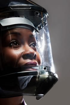 Female doctor wearing a protective gear in a laboratory