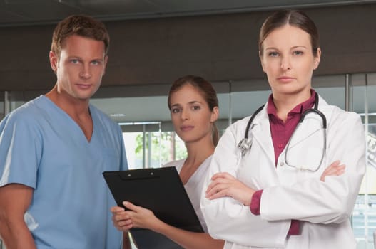 Portrait of a doctor with nurses