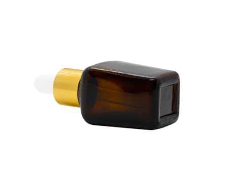 Brown cosmetic bottle glass dropper serum bottle on white background, Mockup for cosmetic product design