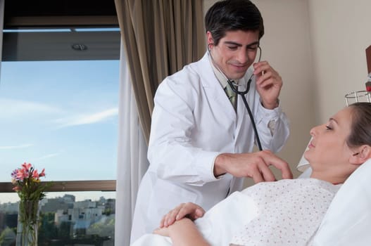 Doctor examining a woman