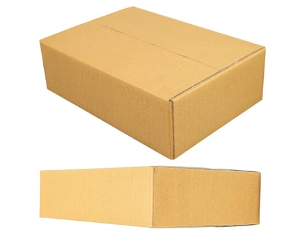 Mockup for design. Closed Brown cardboard box isolated on white background