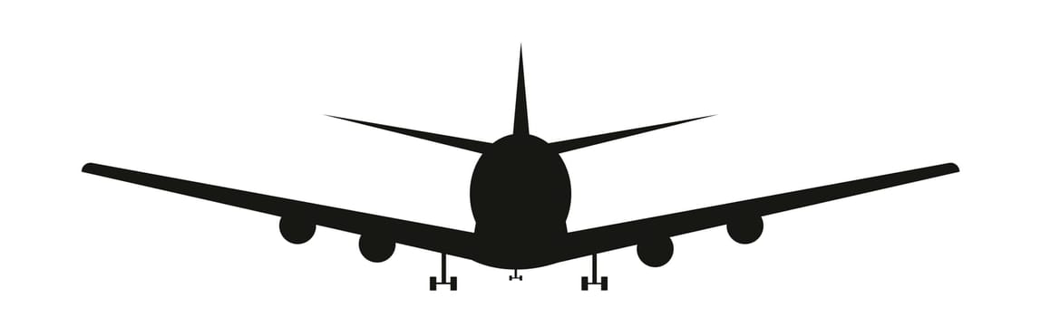 Silhouette of a model of a civil aircraft on a white background - illustration