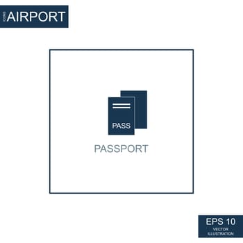 Abstract icon passport on airport theme - Vector illustration