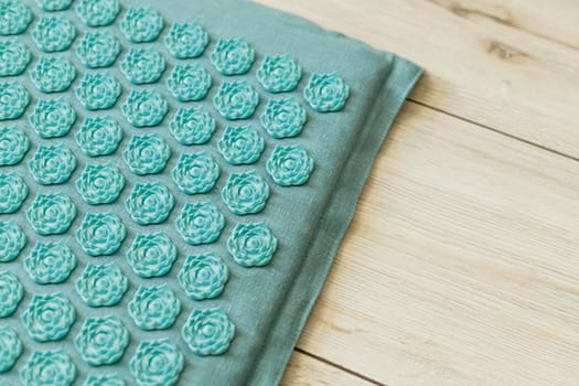 Massage acupuncture rug. Alternative china medicine, mat with needles.