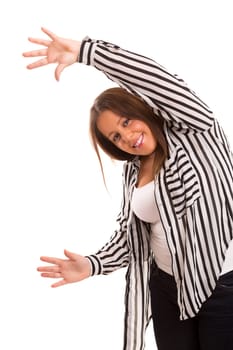 A Happy Large business woman - isolated over white background