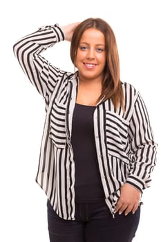 A Happy Large business woman - isolated over white background
