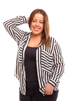A Happy Large business woman - isolated over white background
