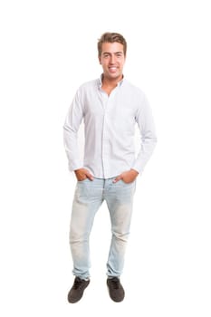 Studio picture of a young and handsome man posing isolated