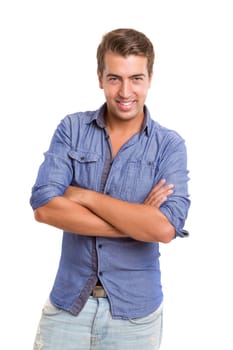 Studio picture of a young and handsome man posing isolated