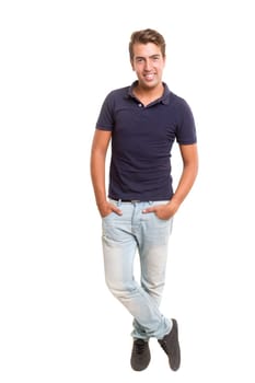 Studio picture of a young and handsome man posing isolated
