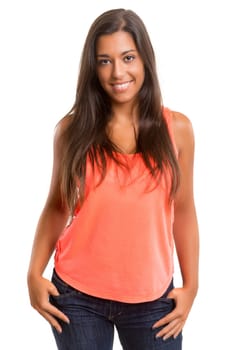 A beautiful young woman posing isolated