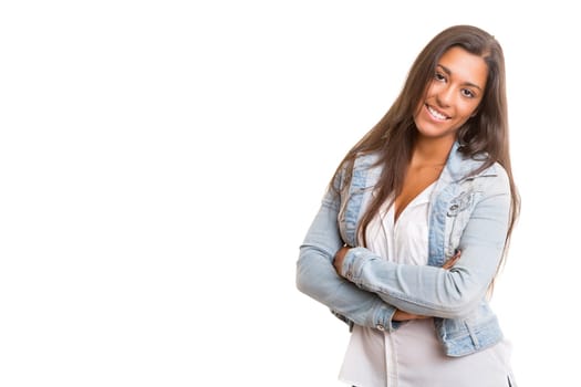 A beautiful young woman posing isolated
