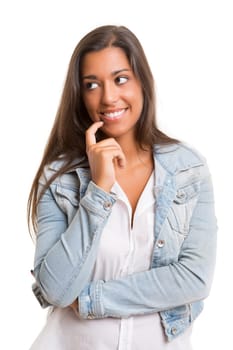 A beautiful young woman posing isolated