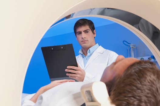Patient going through an MRI scan
