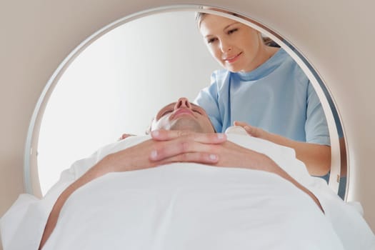 Patient going through an MRI scan