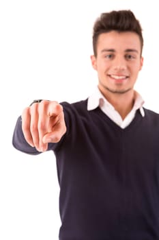 Young student expressing positivity - isolated over white