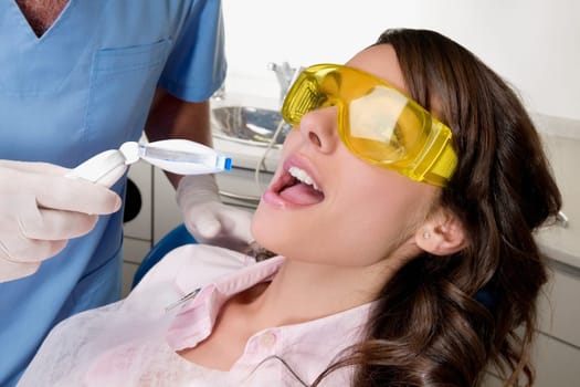 Woman having a dental exam