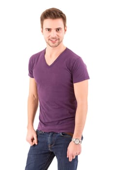 Studio picture of a young and handsome man posing isolated