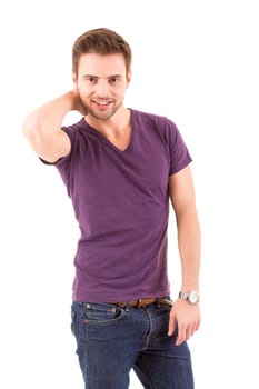 Studio picture of a young and handsome man posing isolated