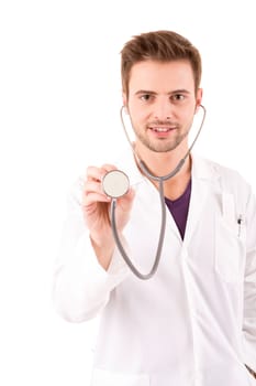 Young doctor holding a stethoscope
