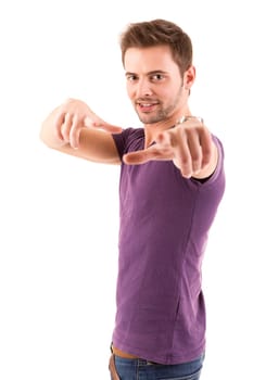 Studio picture of a young and handsome man posing isolated