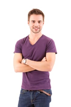 Studio picture of a young and handsome man posing isolated