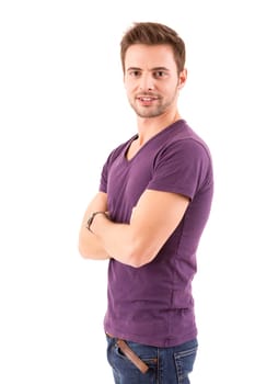 Studio picture of a young and handsome man posing isolated