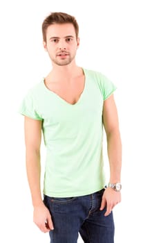 Studio picture of a young and handsome man posing isolated