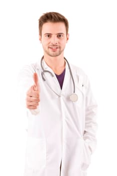 Young medic showing thumbs up